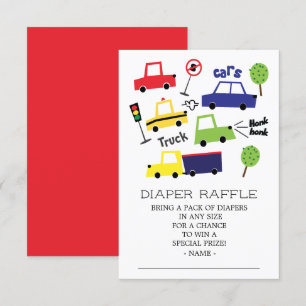 Invitation Voitures Camions Garçon Baby shower Déchets Raffle