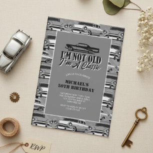 Invitation Voitures Classiques Anciennes Anniversaire Adulte