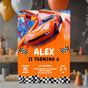 Invitation Voitures de course Anniversaire Turbo roues