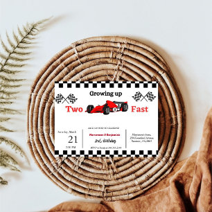 Invitation Voitures de course d'anniversaire jumeaux enfants 