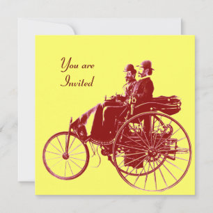 Invitation VOITURES RÉTRO, RESTAURATION AUTOMATIQUE, jaune br