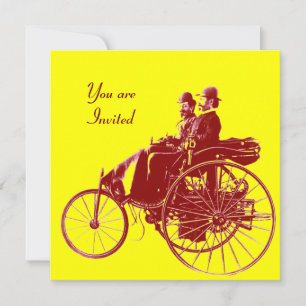 Invitation VOITURES RÉTRO, RESTAURATION AUTOMATIQUE, jaune br