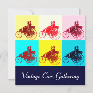 Invitation VOITURES ViNTAGE RECUEILLANT POP ART