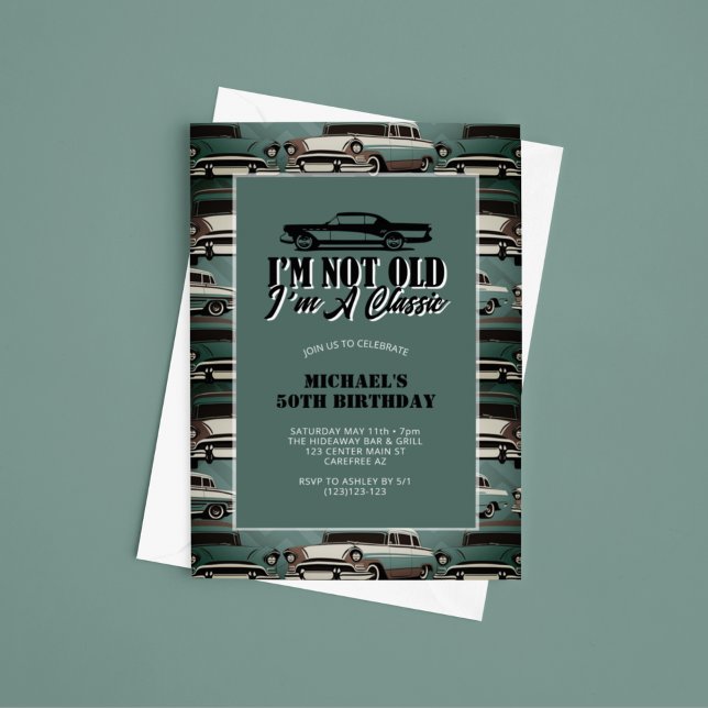 Invitation Voitures vintages classiques 50e anniversaire (Créateur téléchargé)
