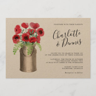 Invitation Voix rustique aquarelle kraft mariage horizontal