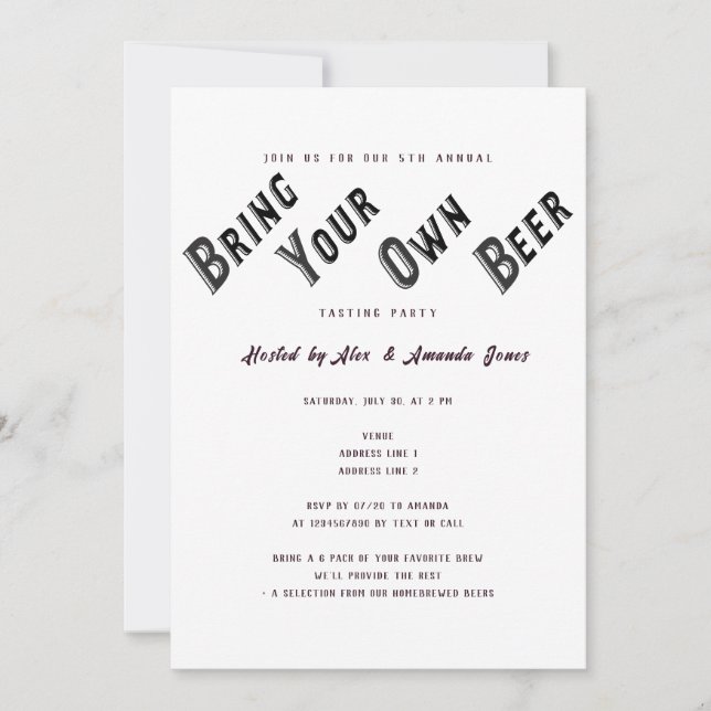 Invitation Vol de bières Apportez votre propre soirée de dégu (Devant)