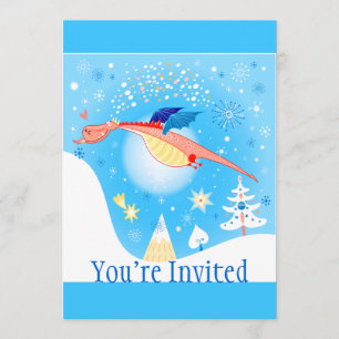 Invitation Vol de dragon d'hiver par des flocons de neige