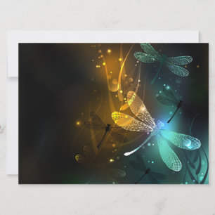 Invitation Vol de libellule verte lumineuse