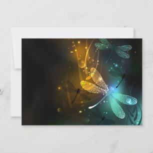 Invitation Vol de libellule verte lumineuse