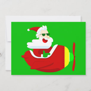 Invitation vol de noël pilote d'avion santa claus drôle