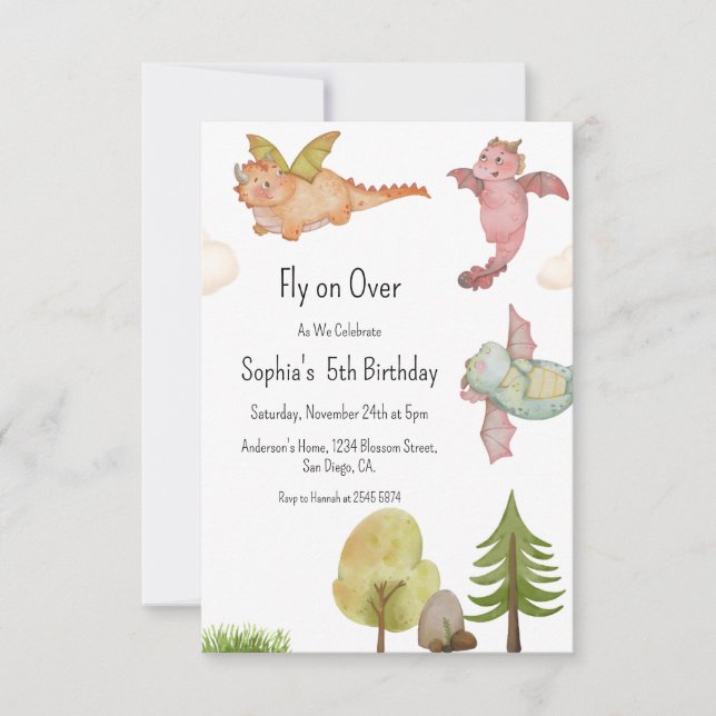 Invitation Vol sur Dinosaures Anniversaire (Devant)