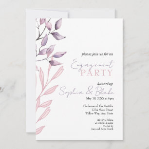 Invitation Volage rose et violet Parti d'engagement blanc