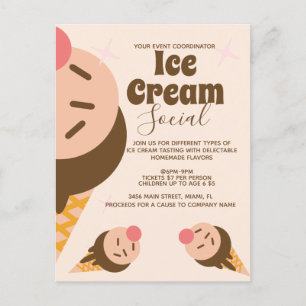 Invitation volante sociale cône de glace groovy