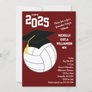 Invitation Volleyball Graduation Sports Maroon