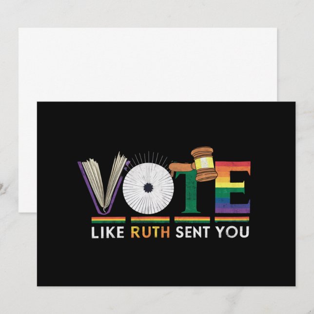 Invitation Votez Comme Ruth Vous A Envoyé Gavel Feminists Lgb (Devant / Derrière)