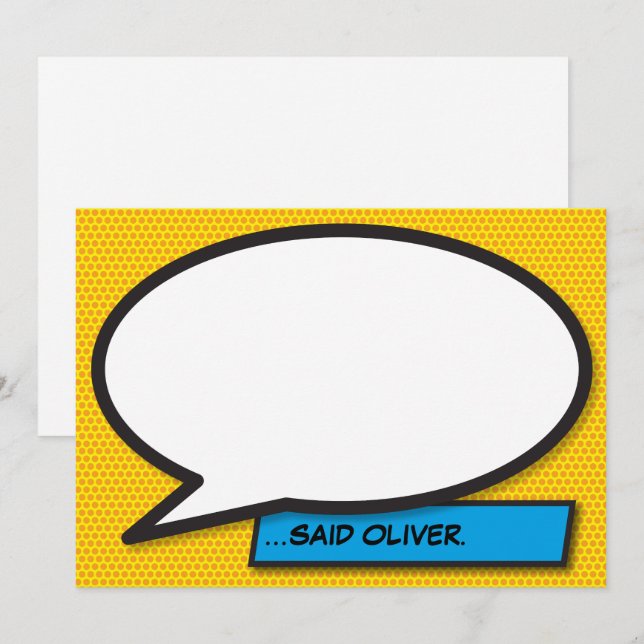 Invitation Votre bulle de message amusante rétro bande dessin (Devant / Derrière)