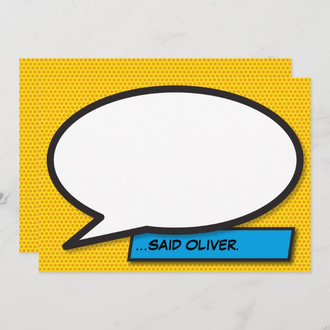 Invitation Votre bulle de message Fun rétro bande dessinée co (Devant / Derrière)