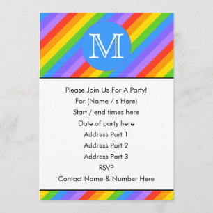 Invitation Votre lettre, arc-en-ciel barre le monogramme