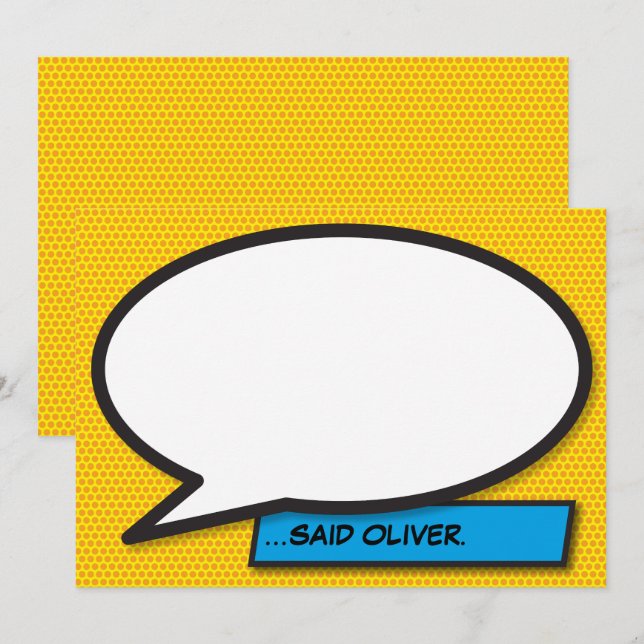 Invitation Votre message Voix Bubble Amusant Retro Comique Li (Devant / Derrière)