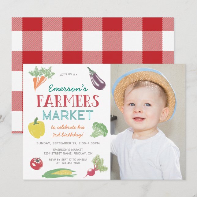 Invitation Votre nom Farmers Market N'importe quel âge Photo  (Devant / Derrière)