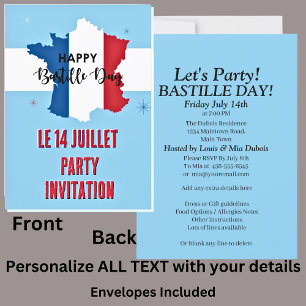Invitation Votre nom Fête de la Bastille le 14 juillet