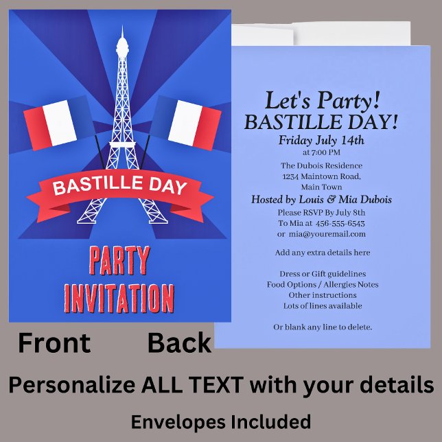 Invitation Votre Nom, Fête du 14 juillet Bastille Day Party (Créateur téléchargé)