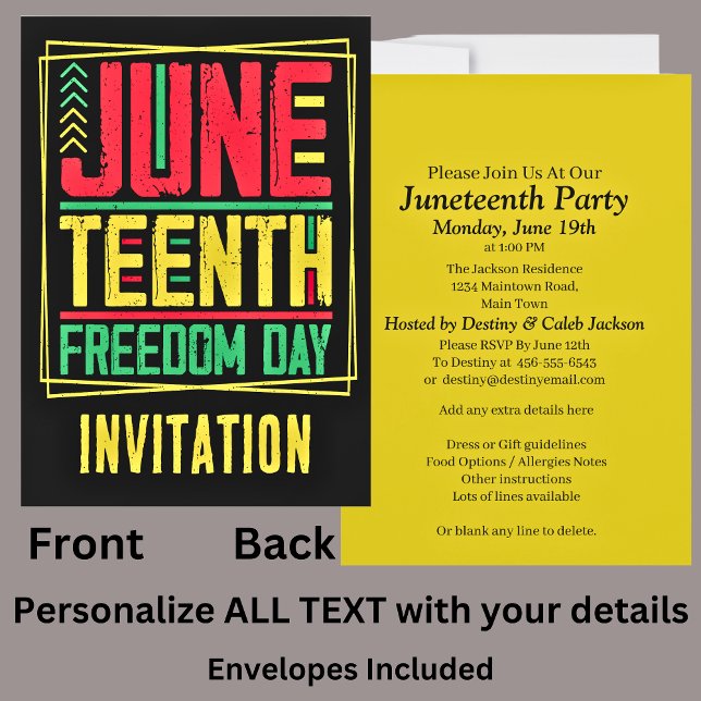 Invitation Votre nom JunetDix Freedom Celebrations Party (Créateur téléchargé)