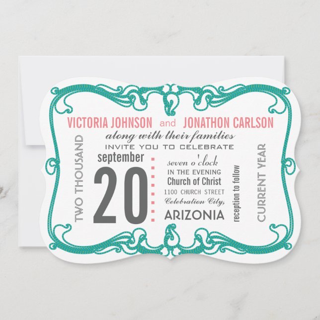Invitation Votre photo Art Déco Mariage moderne Inviter (Devant)