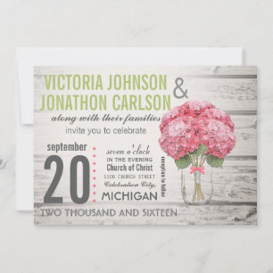 Invitation Votre photo sur le dos Hydrangea à Mason Jar