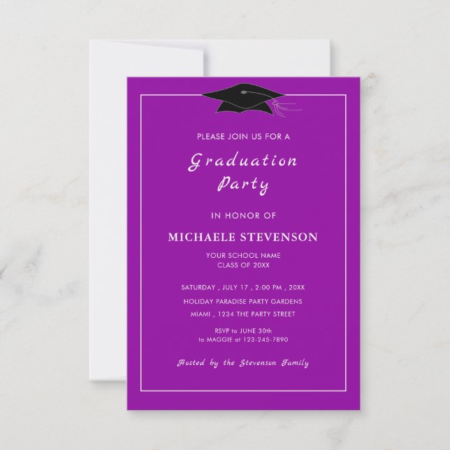 Invitation Votre propre design Couleurs Polices Graduation In (Devant)