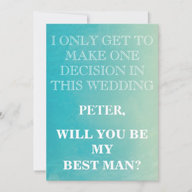 Invitation Votre service en tant que demande Best Man (Devant)