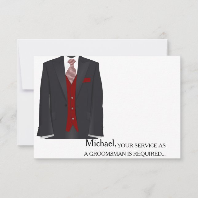 Invitation Votre Service En Tant Que Groomsman Requis Personn (Devant)