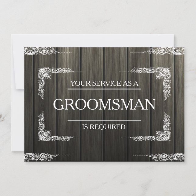Invitation Votre service est demandé en bois Groomsman (Devant)