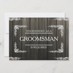 Invitation Votre service est demandé en bois Groomsman