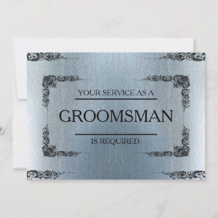Invitation Votre service est demandé en tant que flou Groomsm