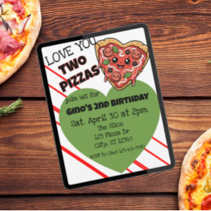 Invitation Vous aimez deux pizzas 2e anniversaire