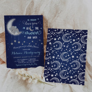 Invitation Vous aimez La Lune et le Baby shower arrière Invit