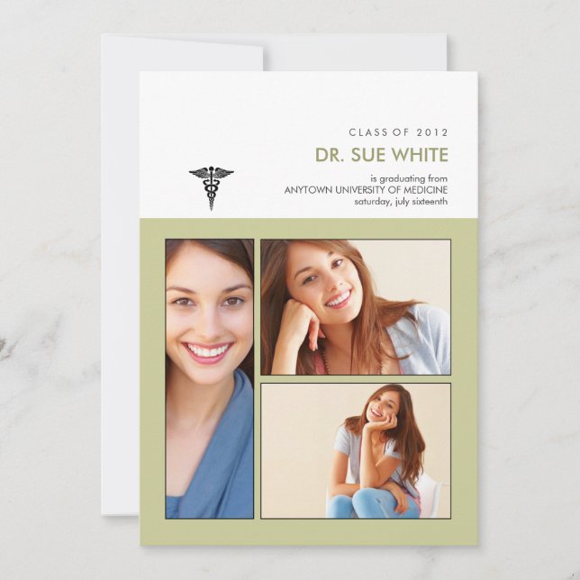 Invitation Vous avez été encadré Caduceus Médicale Graduation (Devant)