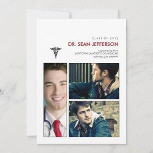 Invitation Vous avez été encadré Caduceus Médicale Graduation