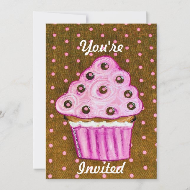 Invitation Vous êtes invité à déguster des gâteaux roses (Devant)