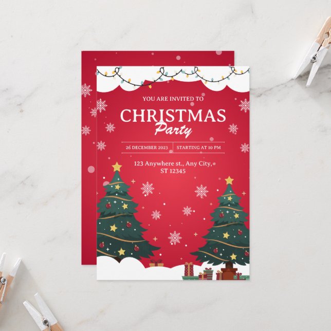 Invitation Vous Êtes Invité À La Fête De Noël (Devant/Arrière en situation)