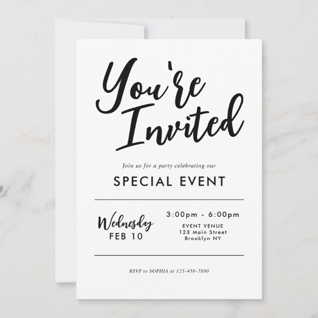 Invitation VOUS ÊTES INVITÉ À OUVRIR UN Événement Spécial (Devant)