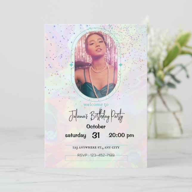 Invitation Vous êtes invité à une fabuleuse fête d'anniversai (Debout devant)