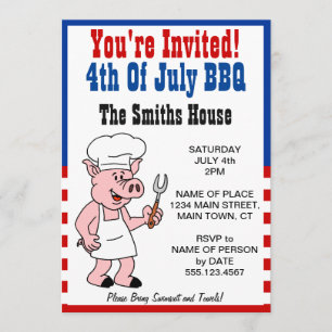 Invitation Vous êtes invité au BBQ du 4 juillet Cochon de des