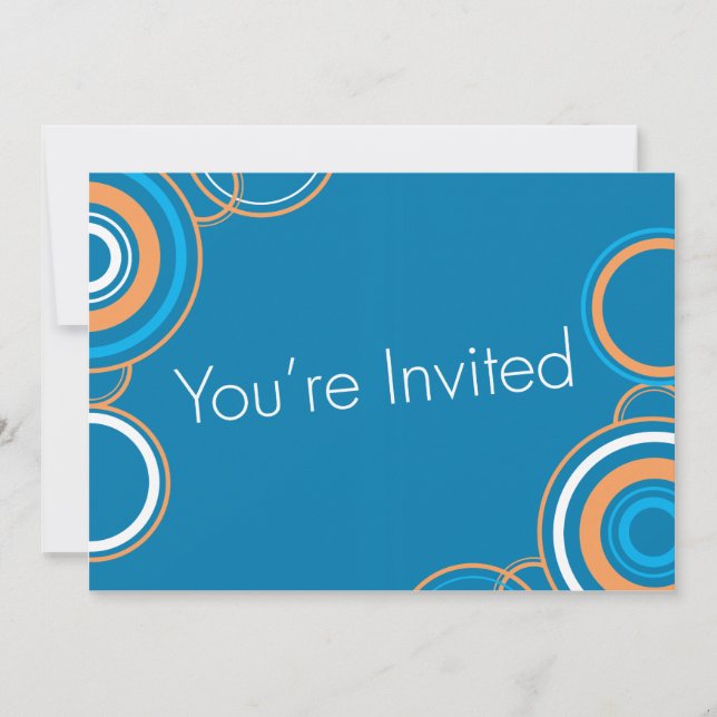 Invitation Vous êtes invité - Cercles bleus et orange (Devant)