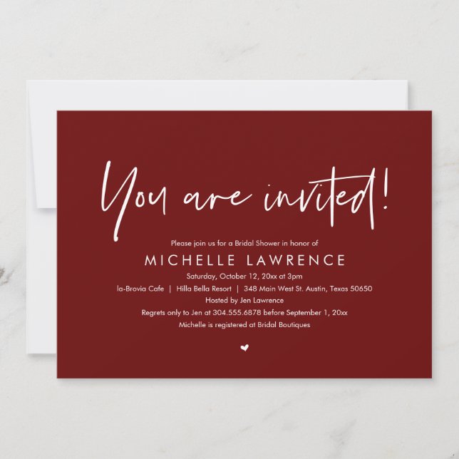 Invitation Vous êtes invité, Fête des mariées Décontractée mo (Devant)