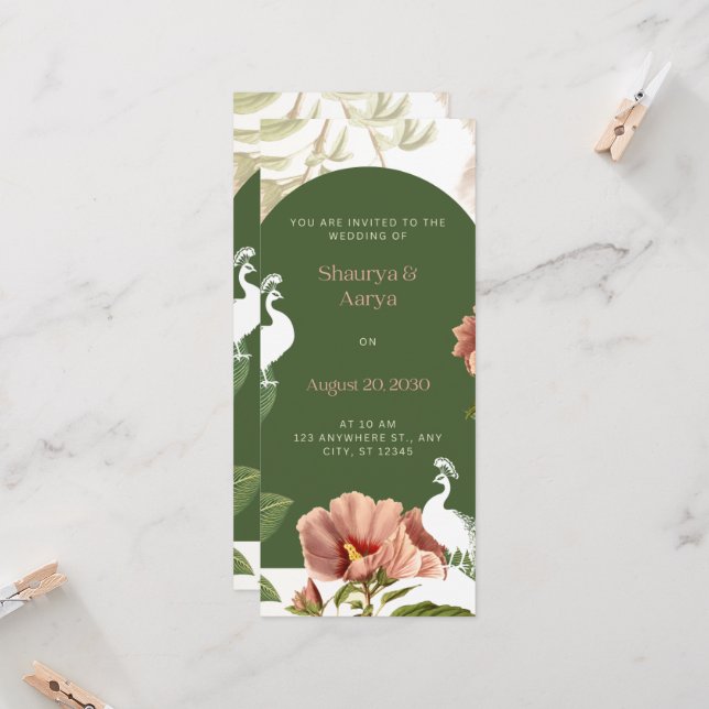 Invitation Vous êtes invités au mariage de Shaurya et Aarya (Devant/Arrière en situation)