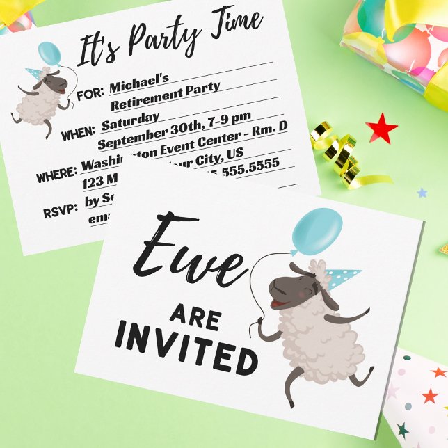 Invitation Vous êtes invités Blue Ewe Toutes occasions Vous ê (Créateur téléchargé)