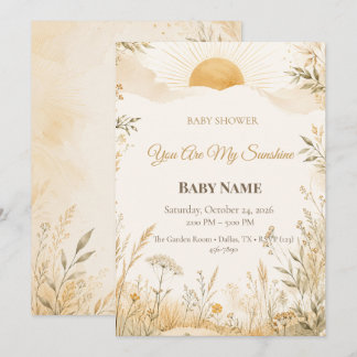 Invitation Vous êtes mon soleil Baby Shower | Minimal Boho