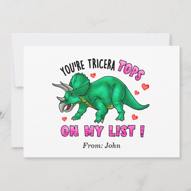 Invitation Vous êtes Tricera Tops Dinosaur Dinosaur Valentine (Devant)